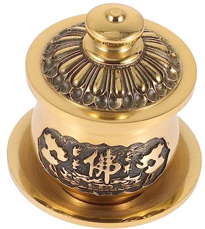 UTHCLO Kupferbecher Für Meditation Mit Relief-lotusblumenmuster Buddhistischer Wasserbehälter Als Tempel-dekoration Und Sammlerstück Praktisch Für Wasserversorgung Und Spirituelle Zwecke