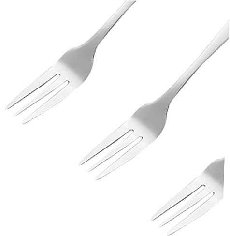 Cabilock 12pièces Fourchettes à Fruits Acier Inoxydable à Trois Dents Long Manche pour Gâteaux Fruits et Steaks