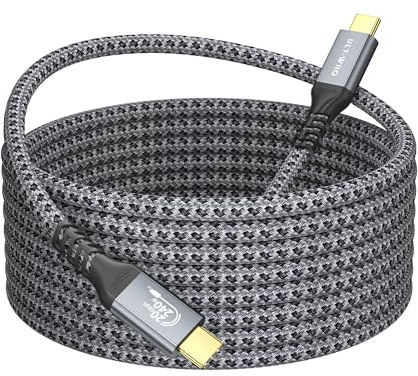 Cable USB C a USB C de 240 W de carga rápida de 20 Gbps, transferencia de datos 4K, video USB C 3.2 Gen2x2, cable para Thunderbolt 3/4, MacBook, MacBook Air, Samsung Galaxy S23/S22 (4 m)