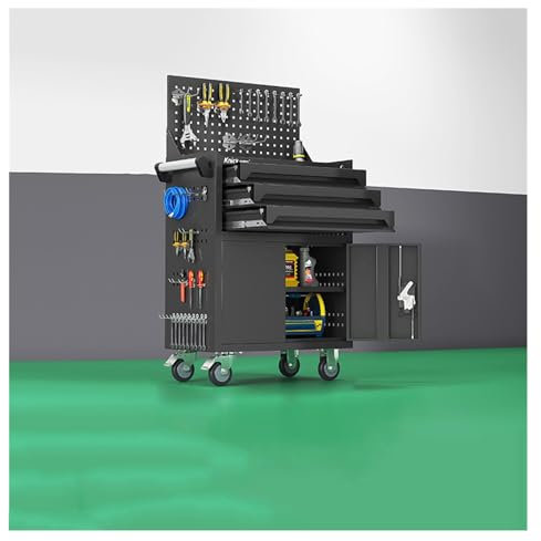 XUJUAN-0227 Tool Box Metal Tool Chest, 3-Drawer Rolling Tool Chest with Wheels, 2 in 1 Tool Cabinet with Locking System for Warehouse, Garage, Workshop Tool Chest(Gris)