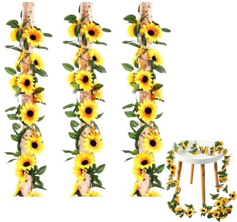 3Pcs Sunflower Garland, Flower Garland Decoration, Artificial Flowers Garlands Outdoor, Flowers Decoration for Home, Garden, Wedding, Fence