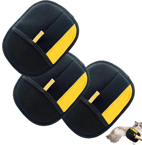 Pet Hair Removal Electrostatic Grooming Glove, 3 Pack, Reusable with Lanyard, Two-Way Brush Head