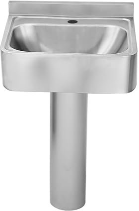 CAFIEDR Lavabo de baño con Pedestal, Lavabo de baño de Acero Inoxidable Cepillado, Lavabo de Columna de pie con Kit de Drenaje para balcón, Patio, Exterior, Opcional F(8237 i)