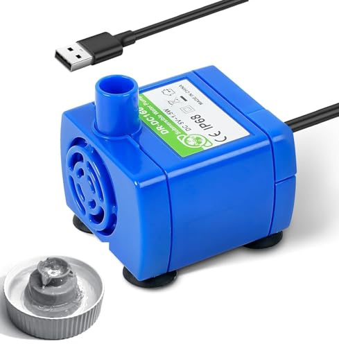 Ersatzpumpe für 2.1L Trinkbrunnen für Katze Keramik– Extrem leise Haustier-Wasserbrunnen DR-DC160 Pumpe mit 1,8 m USB-Kabel für 2.1L Katzenbrunnen Keramik (Ohne Adapter)