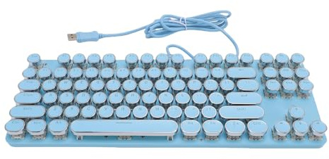 Asixxsix Teclado Mecánico, 87 Teclas RGB Impermeabilización Retroiluminada del Teclado Mecánico de Juego Mecánico Hombo Redondo USB Blue Switch Keyboard para Casa, Oficina, Negocio (Blue)