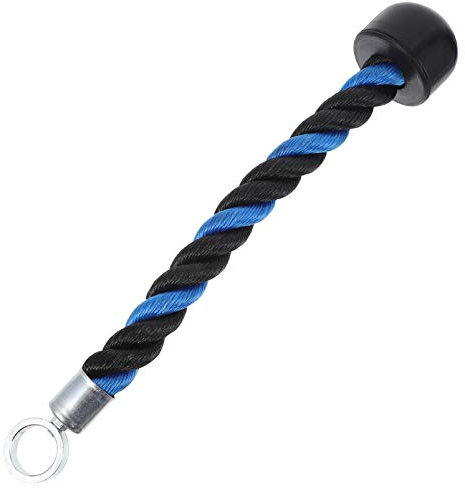 OFFSCH Cuerda para Tríceps De Alta Resistencia para Entrenamiento Fitness, Cuerda Trenzada De Nylon Negro y Azul, Accesorio Giratorio, para Gimnasio y Ejercicios De Fuerza