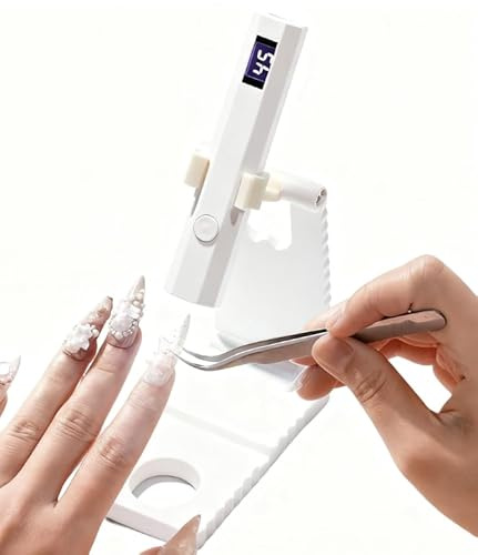 Mini lámpara UV recargable para uñas de gel, lámpara secadora portátil blanca con soporte plegable, ligera, dos modos temporizador, secado rápido para esmalte semipermanente, ideal manicura