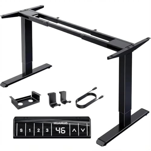 HUANUO Höhenverstellbarer Schreibtisch Gestell mit 2 starken Motoren, T-förmige Schreibtisch Gestell Höhenverstellbar aus Stahl in Automobilklasse,max. 228x80cm,Super Belastung 120KG