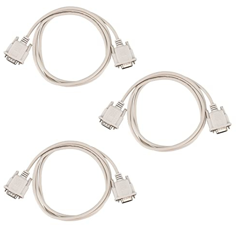 PPcdfre 3pcs 1.4M RS232 DB9 9 Pin Male to VGA Video 15 Pin Male Adapter Cable Light Gray