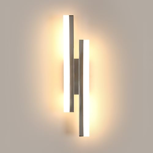 Riserva LED Wandleuchte Innen 16W, 3000K Warmweiß, Chrom, 40cm | Wandlampe Modern Metall für Schlafzimmer, Flur, Wohnzimmer, Treppenhaus, Esszimmer