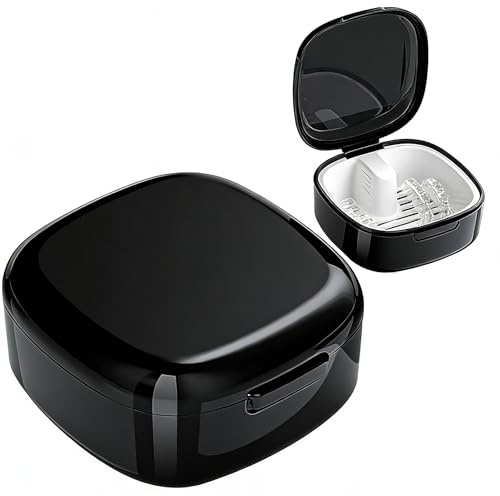 LAIYORA Boîte à Dentier avec Passoire 7.8cm - Portable Boite Appareil Dentaire pour Gouttières - Boîte de Nettoyage de Retenue pour Prothèses à la Maison ou en Voyage