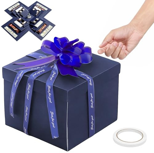 YFaith Geschenkbox Geburtstag, 5-Lagiges Überraschungsbox Explosionsbox | Kreatives Überraschungsbox Blau, für Geburtstage, Jubiläen und Valentinstag