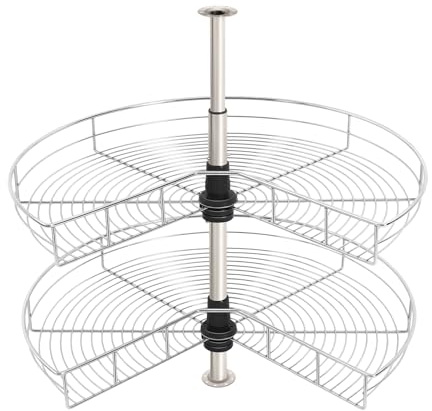 DUOSAMY Carosello da 710 mm, doppio ripiano girevole a 270 gradi, organizer angolare in metallo, portata fino a 8 kg per ripiano, per pentole, padelle, forniture e accessori da cucina
