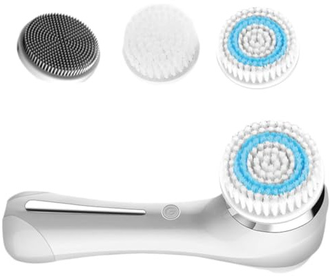 Spazzola Viso Elettrica per Profonda in Silicone Donna Ragazza | Uso Casa e Viaggio, Bianco, Delicata Sul Tessuto Cutaneo, Favorisce Assorbimento, Cura Quotidiana