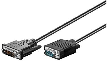 Goobay 50991 Cavo DVI-I/VGA FullHD, Placcato Nickel, Nero, 3 m Lunghezza del Cavo