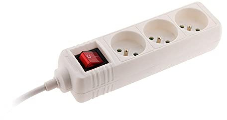 Zenitech - Blocco 3 Prese 16A 2P+T con Interruttore - Ciabatta Compatta per Apparecchi Elettrici e Illuminazione - Cavo HO5VV-F 3G1mm² - Certificato NF - Bianco - 1m