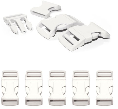 Ganzoo klickspänne i plast XL 5-pack, vit klipp-/snabbspänne för paracordarmband och halsband, för remmar och band, spår 26 x 6 mm, totalmått 65 x 32 mm