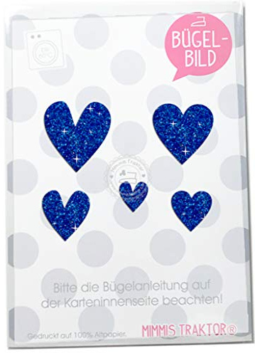 GLITZER Bügelbild 5 Herzen Aufbügler Applikationen Bügelsticker für Stoffe Textilien Kinder zum Aufbügeln Flicken, Farbe:Glitzer gold