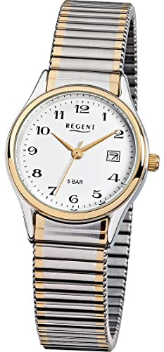 Regent Damen Armbanduhr F-461 Stahl IPG Silber-Gold 29mm, Wasserdichtigkeit: 5Bar, 12310133