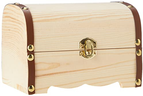 Glorex 6 2003 280 - Schatztruhe aus Kiefernholz, ca. 18 x 13 x 12,5 cm groß, FSC Mix, naturbelassene Schatzkiste zum Bemalen, Bekleben und Verzieren