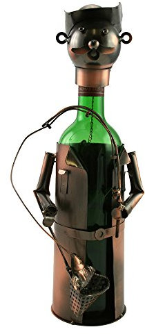 Michel Toys Flaschenhalter, Angler,kupferf. 13 x 13 max.H45cm, Metall/Eisen