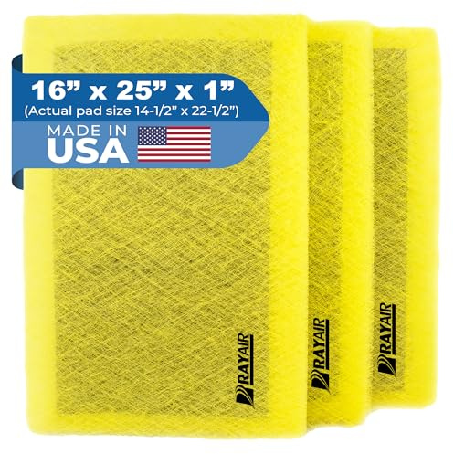 RAYAIR SUPPLY 16x25 Replacement Filter Pads Designed to Fit MicroPower Guard Air Cleaner 16x25 Refills (3 Pack) YELLOW