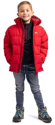 Trespass Tuff - Chubasquero para niño (Impermeable, con Capucha Desmontable), Primavera/Verano, Niños, Color Rojo, tamaño 9/10