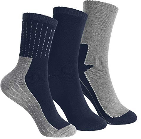 Footstar Kinder Frottee-Socken mit Motiv (3 Paar) Warme Socken mit Thermoeffekt - Marine 35-38