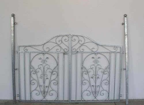 Gartentür Gartentor Tor Schmiedeeisen Pforte Metall Otello-GT180R Feuer Verzinkt 180 cm 1.8m breit wartungsfrei Set mit Pfosten Doppelflügeltor
