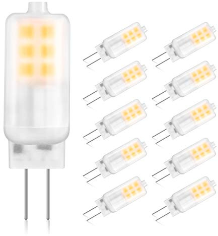 GLIME G4 LED Bulbs 3W Replace 10W-25W Halogen Bulbs No Flicker Warm White 3000K AC/DC 12V Energy Saving Light Bulbs Non-dimmable - 10 Pack