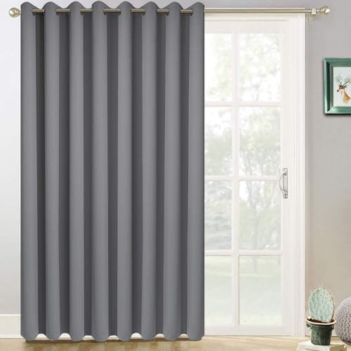 Yakamok Rideaux occultants pour Porte coulissante - Isolation Thermique - Séparateur de pièce - 254 x 213 cm - Gris