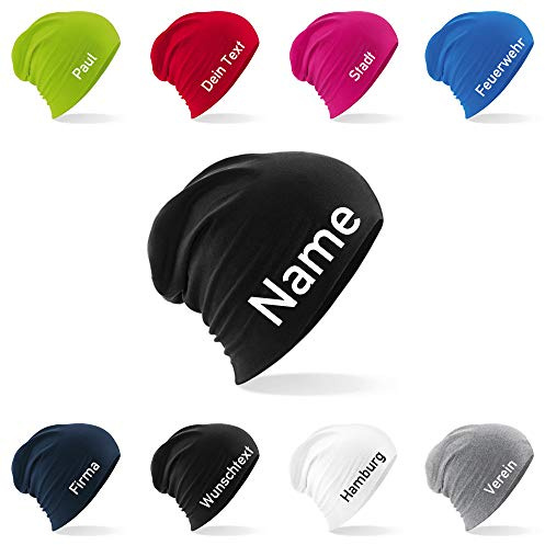 generisch Slouch Beanie – Baumwoll-Mütze mit hochwertiger Stickerei – individuell mit Namen oder Wunschtext Bestickt – elastische Unisex Beanie für Damen & Herren – modisch, bequem & pflegeleicht