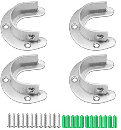 DTXLX Stangenhalterung 25mm | Stangenhalterung U, förmiges Set, 304 Edelstahl, Pfosten, Sockelflansche U Für Kleiderschrank, Schrank, Badezimmer, Küche usw