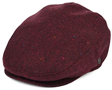 Jaxon & James Hillcrest Herringbone Flat Cap - Burgundy-Black - Medium