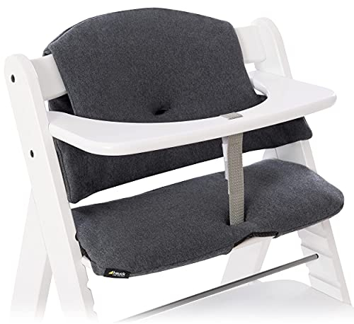 hauck Highchair Pad Select, Charcoal - Hochstuhl Sitzkissen Kompatibel mit Alpha+, Beta+, Arketa Holzhochstuhl, 6-36 Monate, Anti-Rutsch, Doppelte Polsterung, Einfache Befestigung
