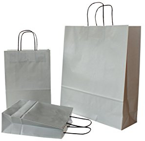 PGV Papiertragetaschen mit Kordel GRAU - Verschiedene Größen und Mengen (100 Stück, 36 + 12 x 41 cm)