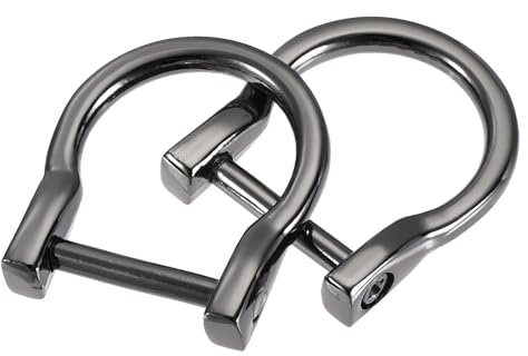 sourcing map 23mm(0.91) U Shape Horseshoe D-Rings Screw-in Shackle Buckle for DIY Craft, Black 4pcs