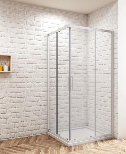 Aica Sanitär Duschkabine 76x76cm Duschabtrennung Eckeinstieg Duschtür Dusche mit Sicherheitsklarglas Höhe 185cm