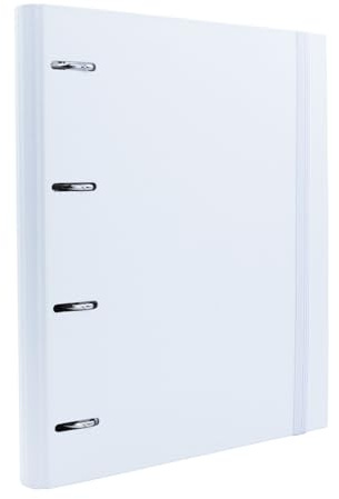 Raylu Paper - Ordner mit 4 Ringen mit 6 farbigen Trennblättern und Nachfüllungen von 100 A4-Blättern mit 4 x 4 mm karierten Blättern, 4 x 4 mm, Rücken 60 mm. (Weiß)
