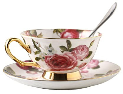 ZOGBX Juego de Tazas de café,Europeo Juegos de Té de Cerámica,Conjuntos de Taza y platillo,Juego de Tazas de la Tarde Inglesa Vintage,Tazas Bonitas for Bebidas Calientes o frías