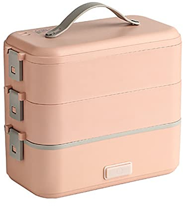HMTE Portable Electric Lunch Box,110 Volt Lunch Box Rice Cooker Egg Steamer Suitable for Office/Home/School/Double Container,White,2 floors (Pink 3 floors)