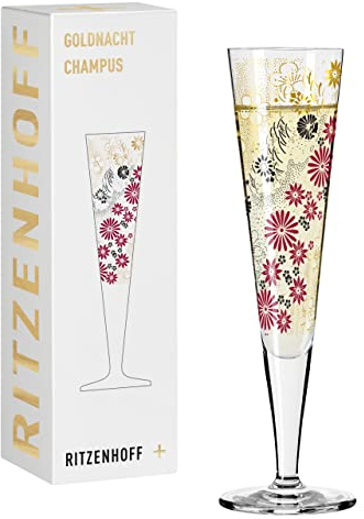 RITZENHOFF 1071024 Bicchiere da champagne 200 ml - Serie Goldnacht No. 24 - Nobile pezzo di design con oro vero - Made in Germany