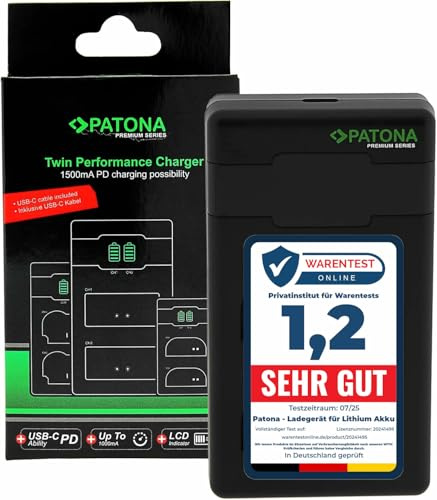 PATONA PD Dual Ladegerät USB-C (1500mA), LCD QC/PD 3.0, für NP-W235 Akku | Schnellladung ab 20W Netzteil, kompatibel mit Fujifilm X-T4 X-T5, X-H2 XH2S, X-S20, GFX 50S II, 100S, GFX-100II