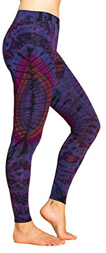 PANASIAM Yoga Leggings Damen - Batik Dschungel Design - Sport Tights lang | handgefärbtes Unikat, weich & elastisch, Sporthose für Fitness, Gymnastik & Freizeit, atmungsaktiv, Viskose mit Elasthan