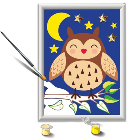 Ravensburger - CreArt Serie E: Bùho, Kit para Pintar por Números, Contiene una Tabla Preimpresa, un Pincel, Colores y Accesorios, Juego Creativo para Niños y Niñas 7+ Años