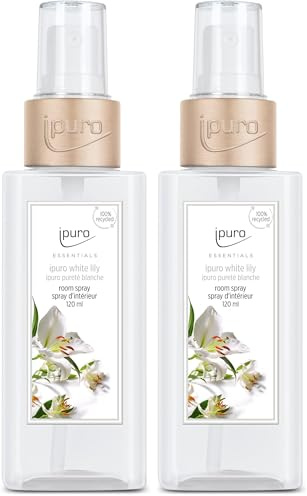 ipuro - Spray d'ambiance rafraîchissant ipuro White lily – Spray parfumé discret avec notes florales délicates – Fragrance élégante pour une expérience parfumée puriste dans chaque pièce 120 ml