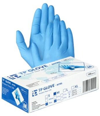 Gedikum 100x Nitrilhandschuhe Box Einweghandschuhe, Einmalhandschuhe, Untersuchungshandschuhe, puderfrei, ohne Latex, unsteril, latexfrei, disposible gloves Blau/Schwarz Gr. S-XL (Blau, M)