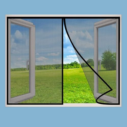 Magnetic Fly Screen Window 65x160cm (WxH) Magnet Without Drilling Mosquito net roof Window Fly Screen for Indoor Outdoor Practical Magnetic Closure - Black