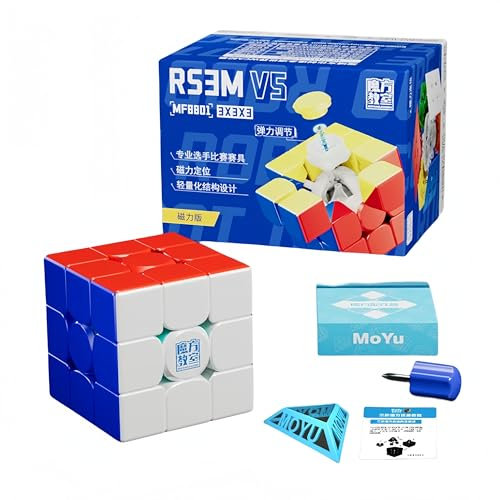 MOYU RS3M V5 Magnetischer 3x3x3 Speed Cube, Stickerless Professional Ball Core UV Maglev Magic Cube Roboter, 3D Puzzle Magic Toy for Kids & Adults (Magnetic Version)