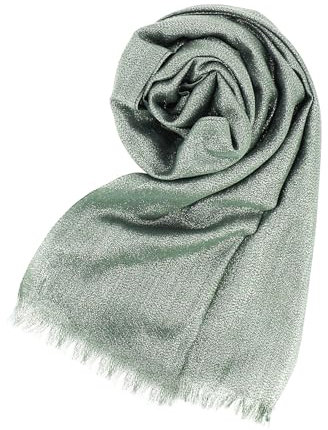 Stellazeta Elegante Stola für Damen, Zeremonie mit Lurex, eleganter Damen-Schulterschutz für Kleid, Schal für elegante Kleidung, leichter Damenschal für den Sommer, Salbei-Silber, 200 cm x 80 cm